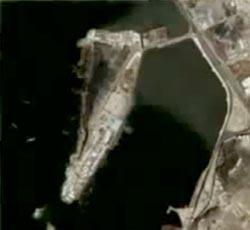 A satellite photo of the port of Yemen.